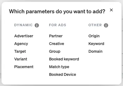 Screenshot etracker analytucs Add parameters
