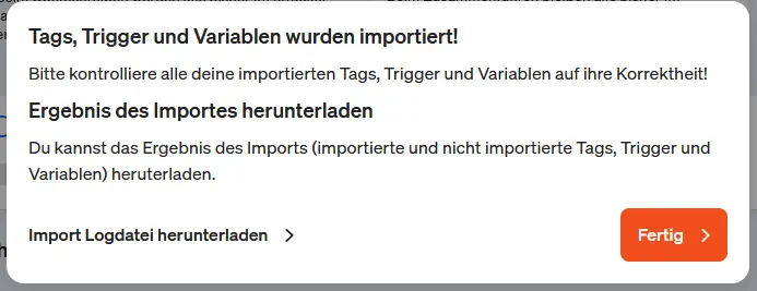 Screenshot Import Logdatei herunterladen