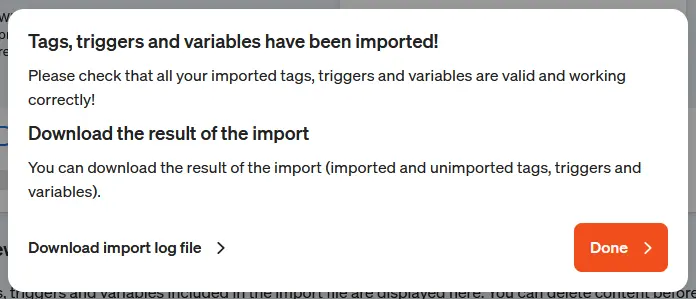 Download screenshot import log file