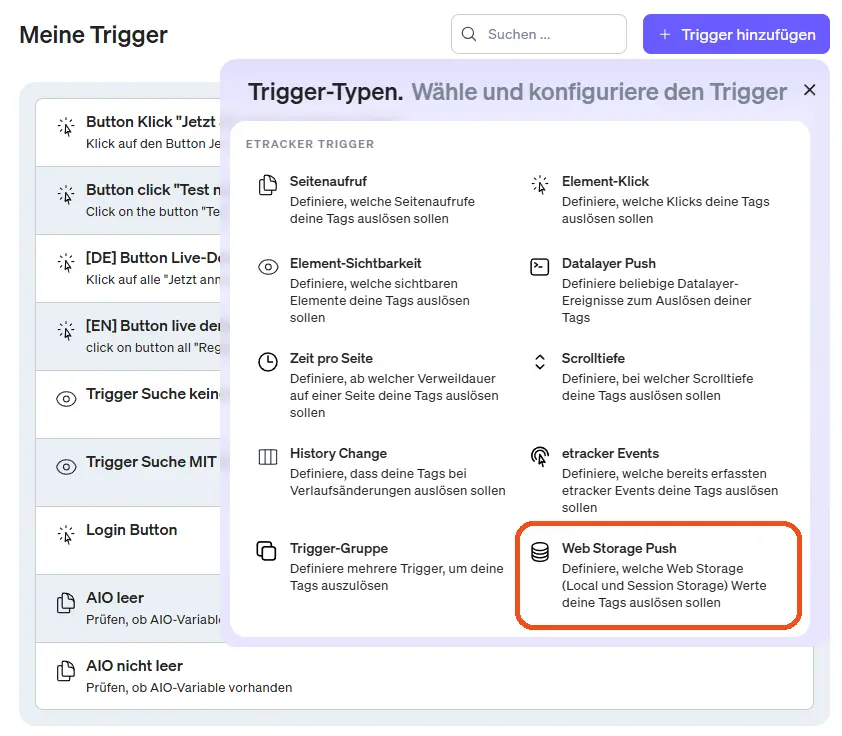 Screenshot Release Notes Webstorage Trigger