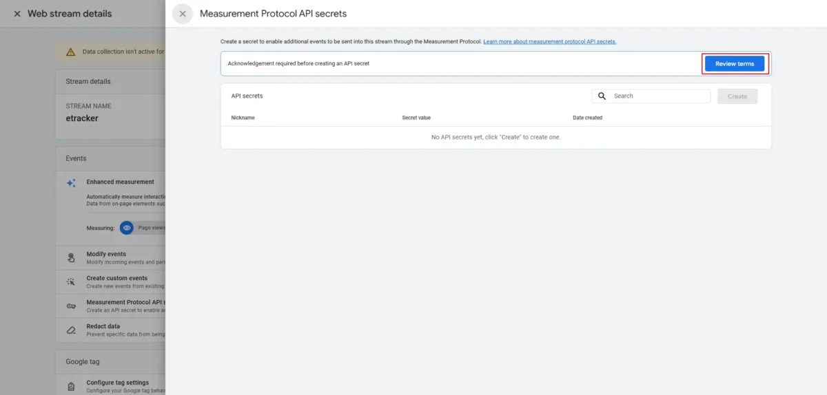 Screenshot Measurement Protocol - Check API secrets