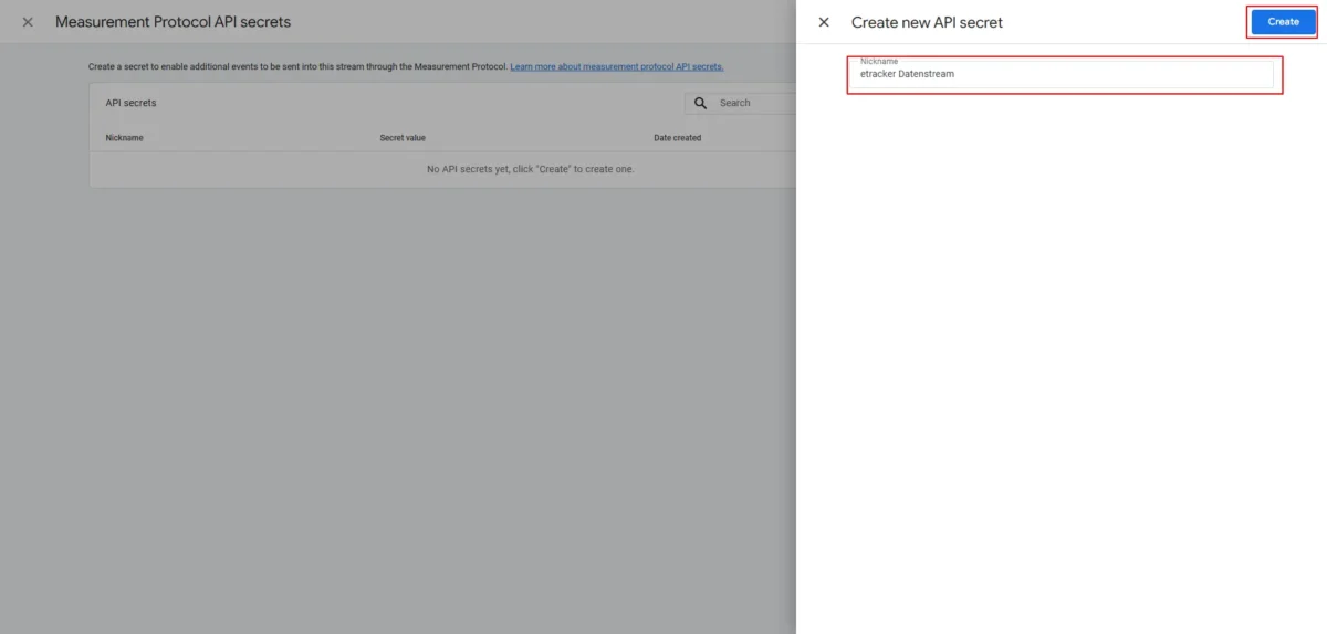 Screenshot Assign any alias name and create new API secret