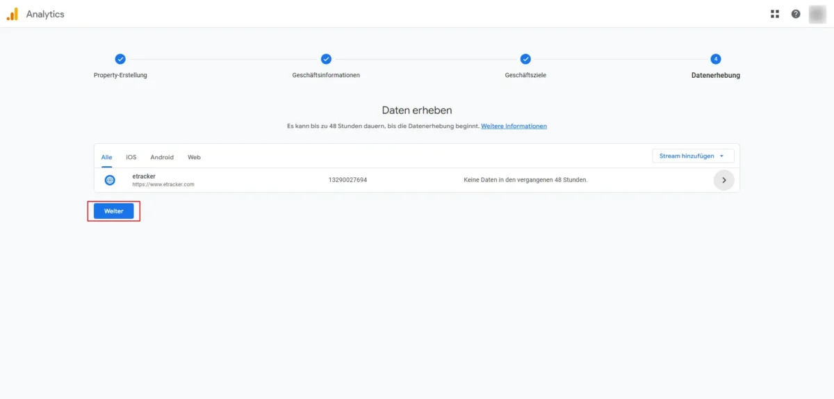 Screenshot Prozess beenden durch Klick auf weiter