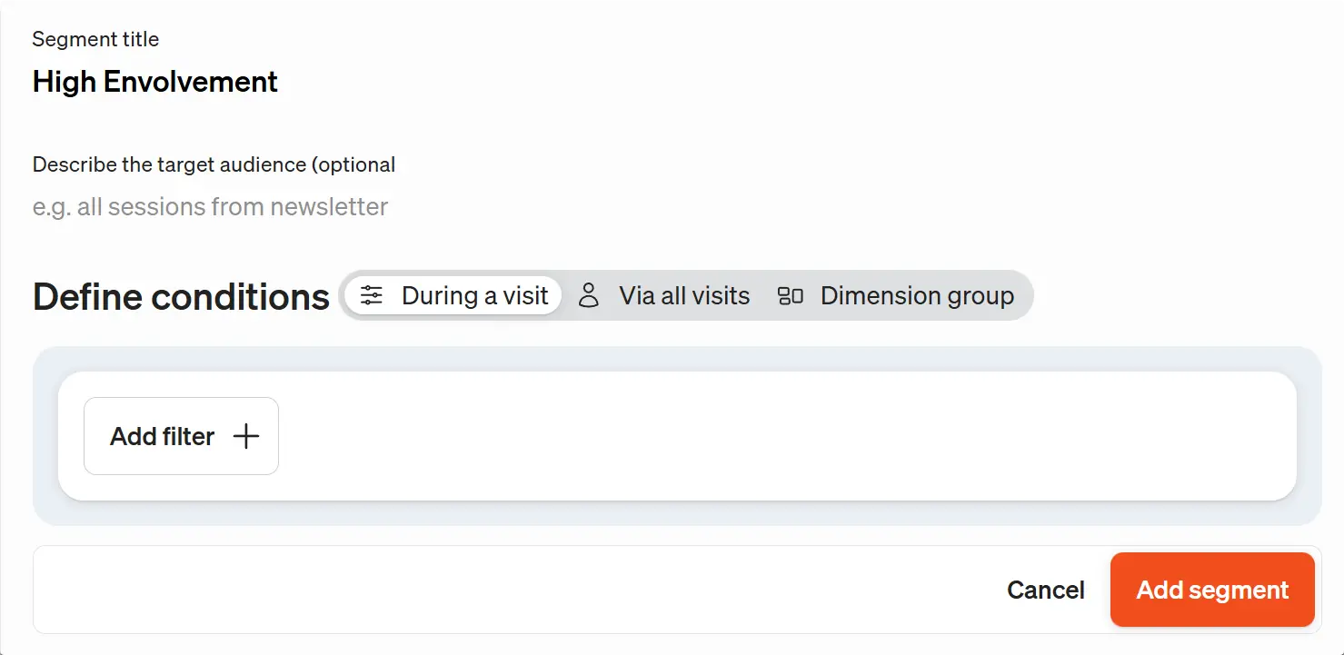 Create screenshot segment condition in etracker analytics.