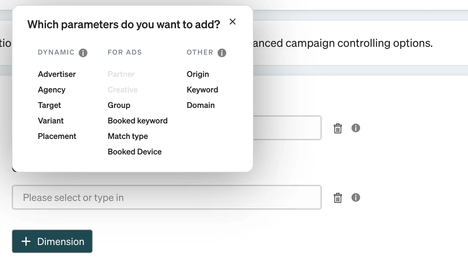 Screenshot etracker analytics Add parameters to the campaign link