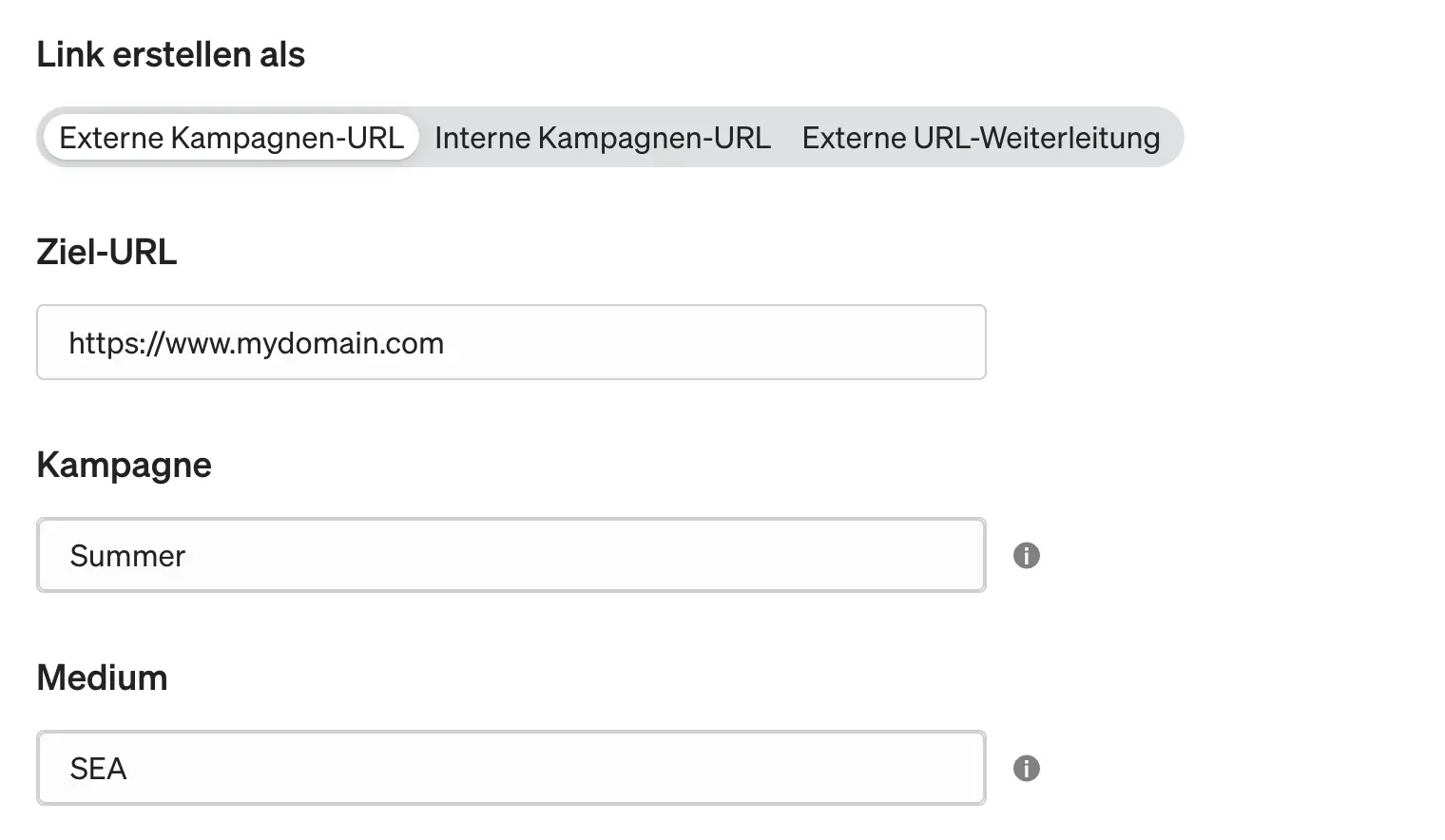 Screenshot etracker analytics kampagnen-Link erstellen