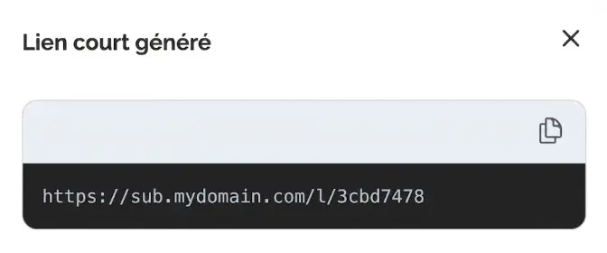 Capture d'écran etracker analytics URL raccourcie